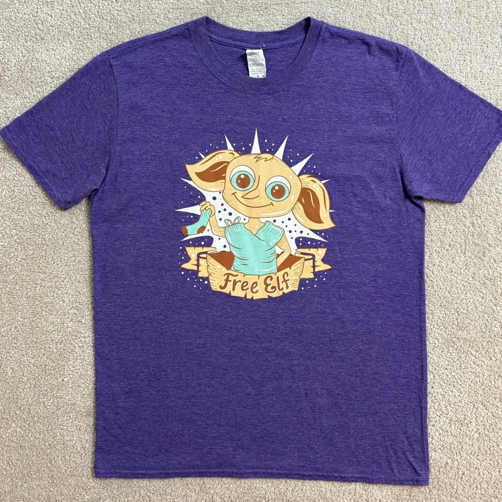 Gildan Harry Potter Dobby‎ Free Elf Graphic Tee Purple T-Shirt Large